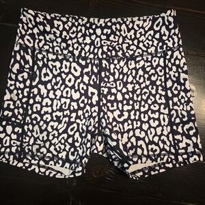 ZYIA Black and White Leopard Print Bike Shorts